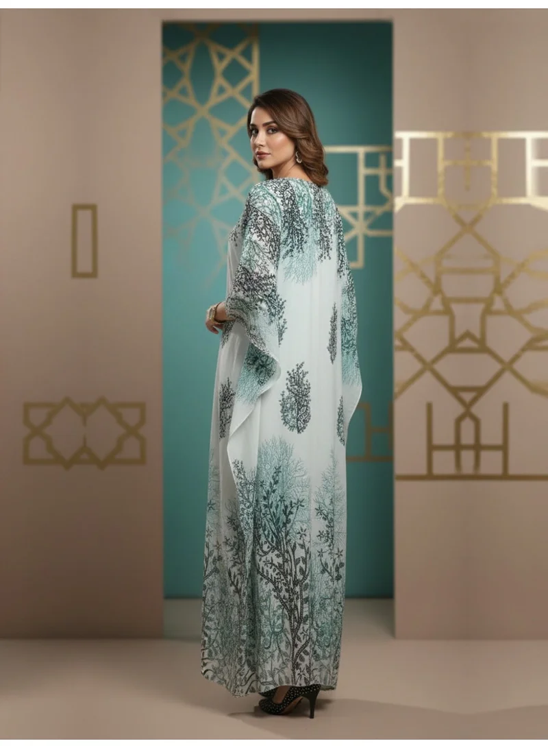 Alaya Hand Embroidered Chikankari Chiffon Kaftan-AL3851A